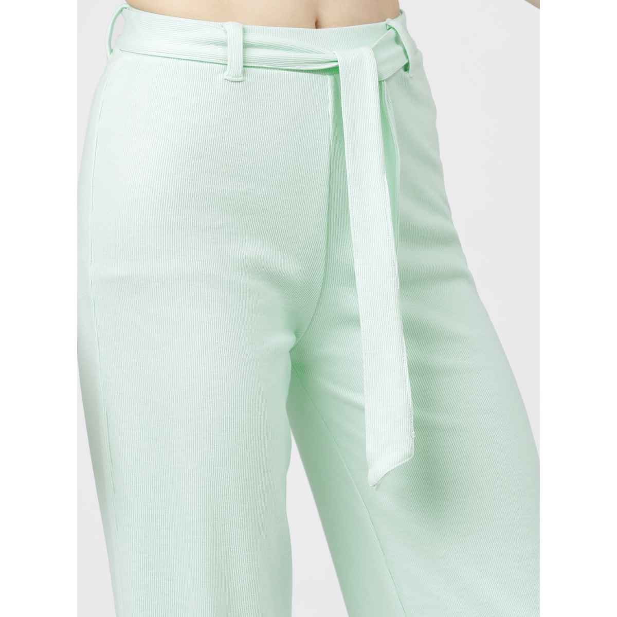 Tokyo Talkies Women's Regular Fit Cotton Blend Trouser | Green - 32