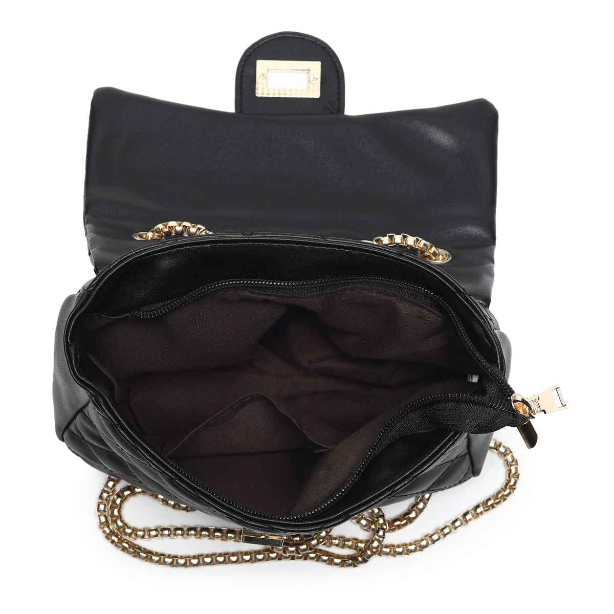 Fastrack Women's PU Structured Quilted Sling Bag | Black