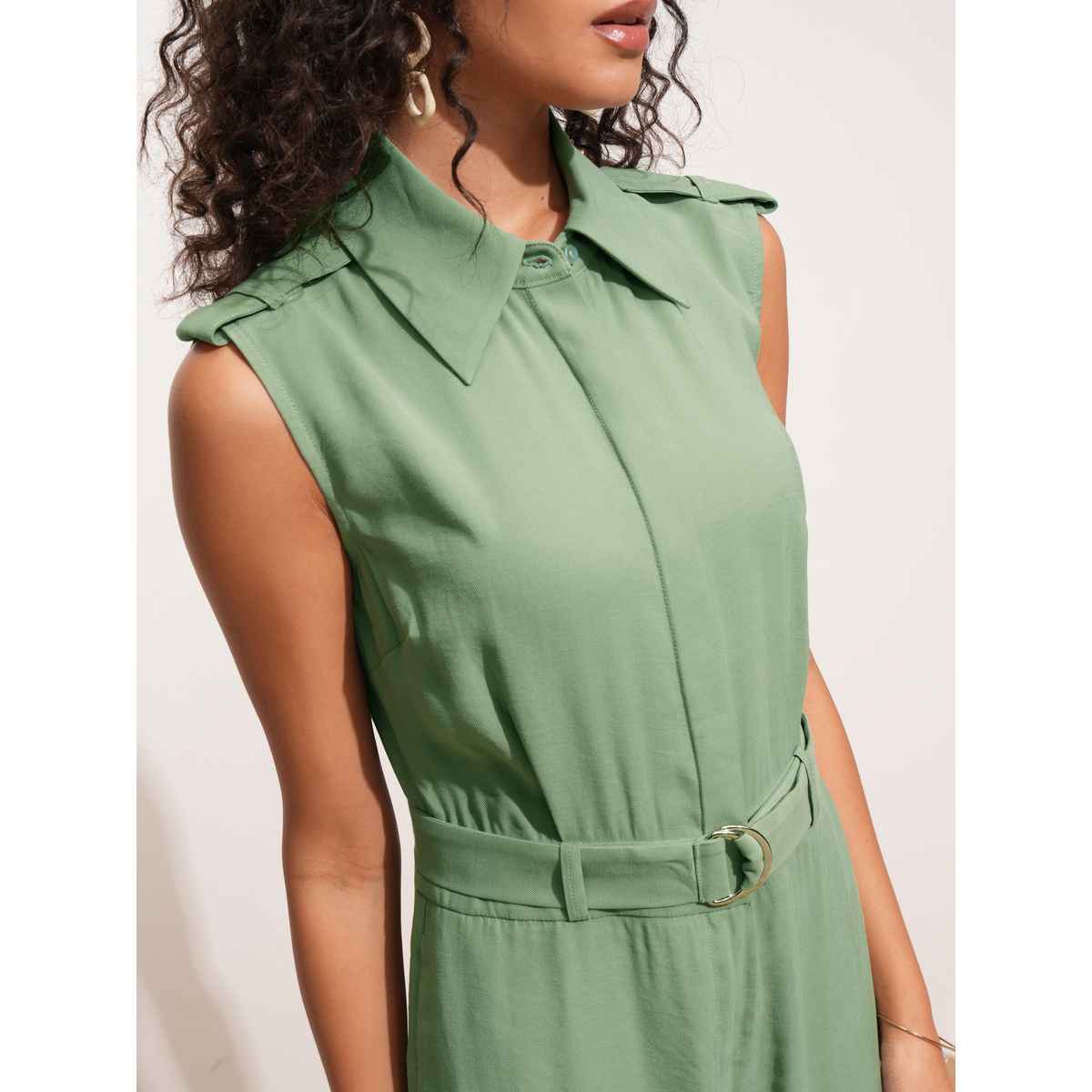 Tokyo Talkies Women's Solid Sleeveless Regualr Fit Jumpsuit | Mint - S