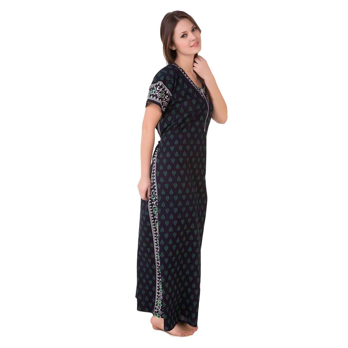 Masha Womens-Navy Blue-Cotton Nighty-Freesize