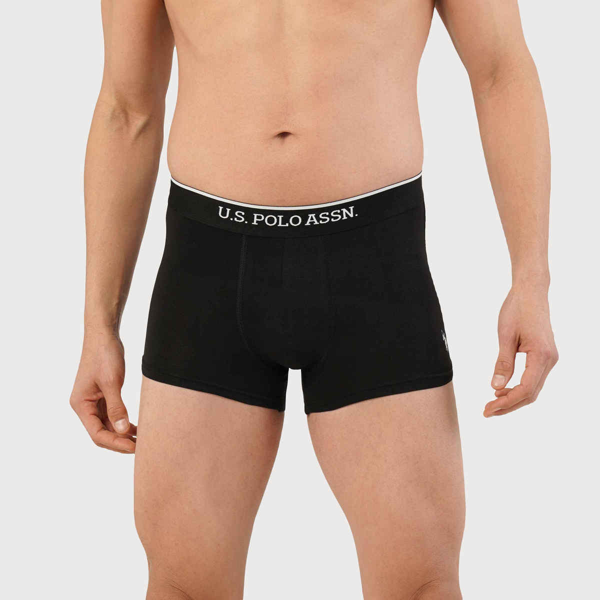 USPA Mens Trunks - Pack of 2 Solid Cotton Trunks - Black & Blue - M