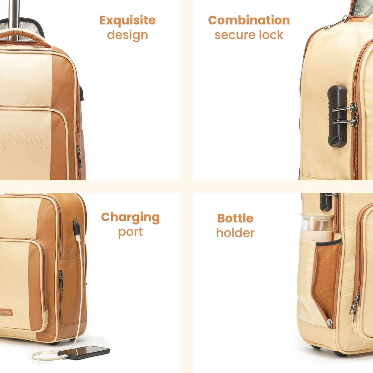 Assembly Jetson Laptop Trolley Backpack | Water Resistant - Beige