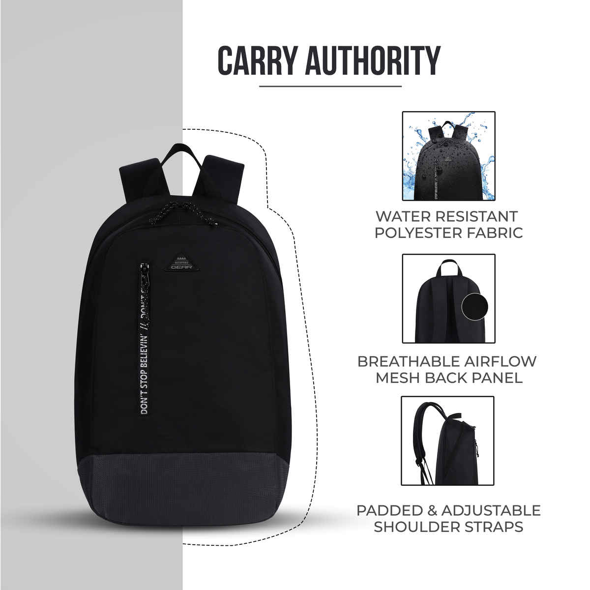 Gear Unisex Modern Polyester 16 L Top Handle Backpack | Black - 16 Inches