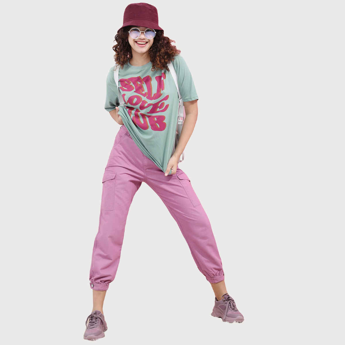 Tokyo Talkies Women's Typography Printed Oversized T-shirt | Green - S