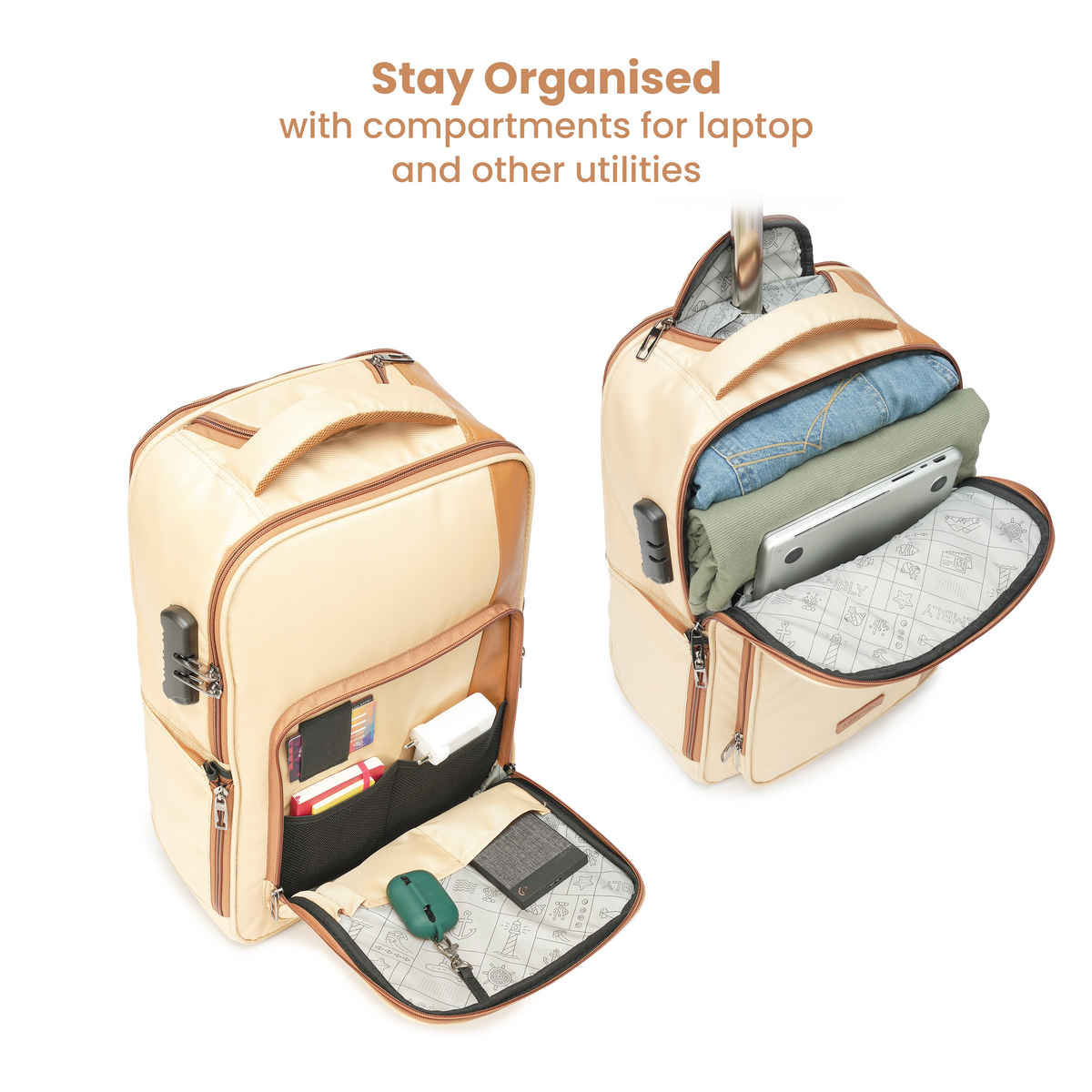 Assembly Jetson Laptop Trolley Backpack | Water Resistant - Beige