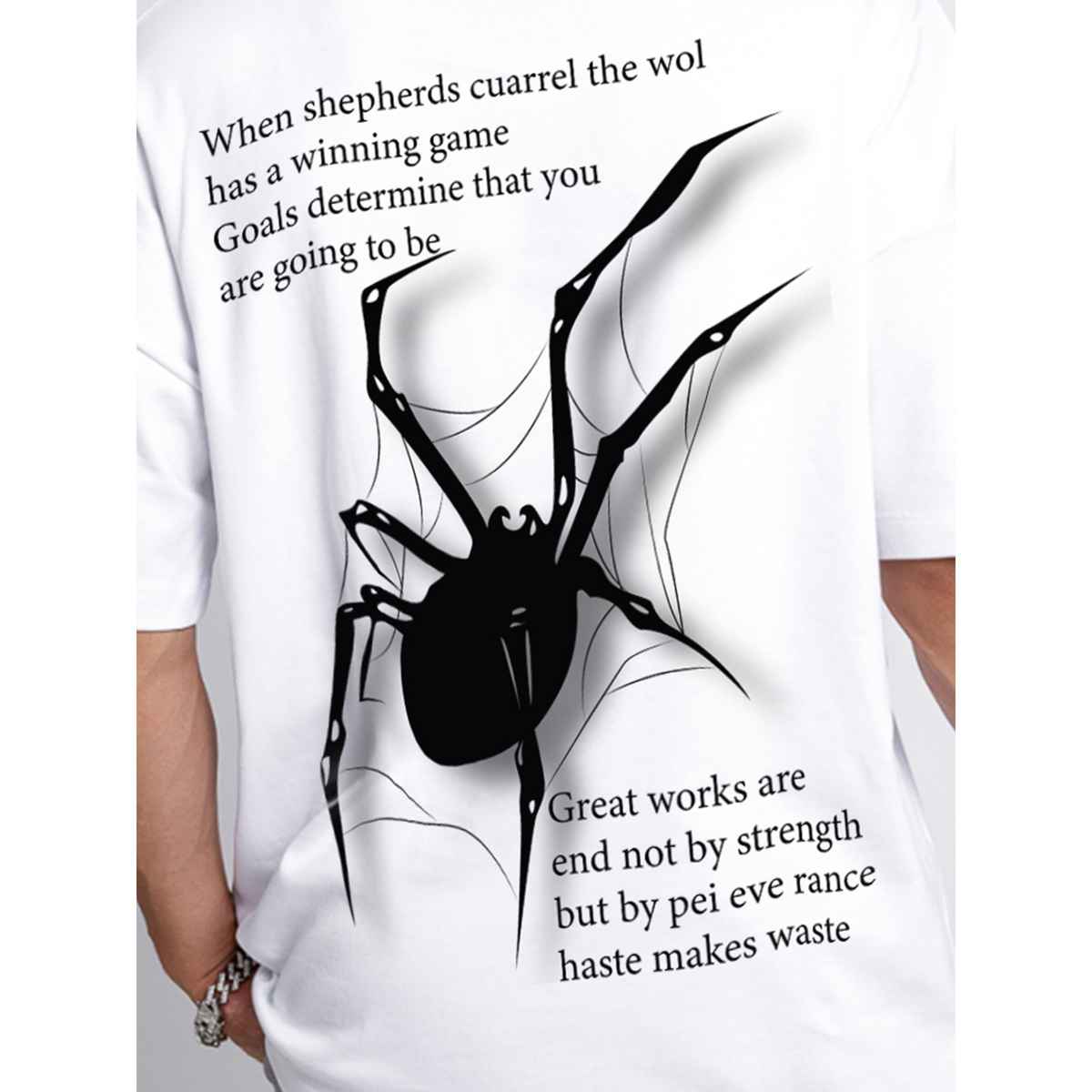De Tees Men's Oversize T-shirt | M-OST-WHITE-SPIDER | White - XL