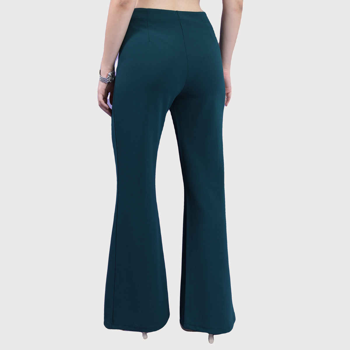 Tokyo Talkies Women's Flared High Rise Bootcut Trouser | Teal - 28