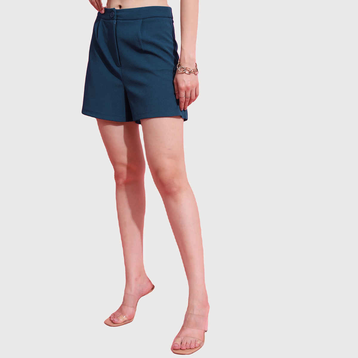Tokyo Talkies Women's Solid Casual Shorts | Blue - S