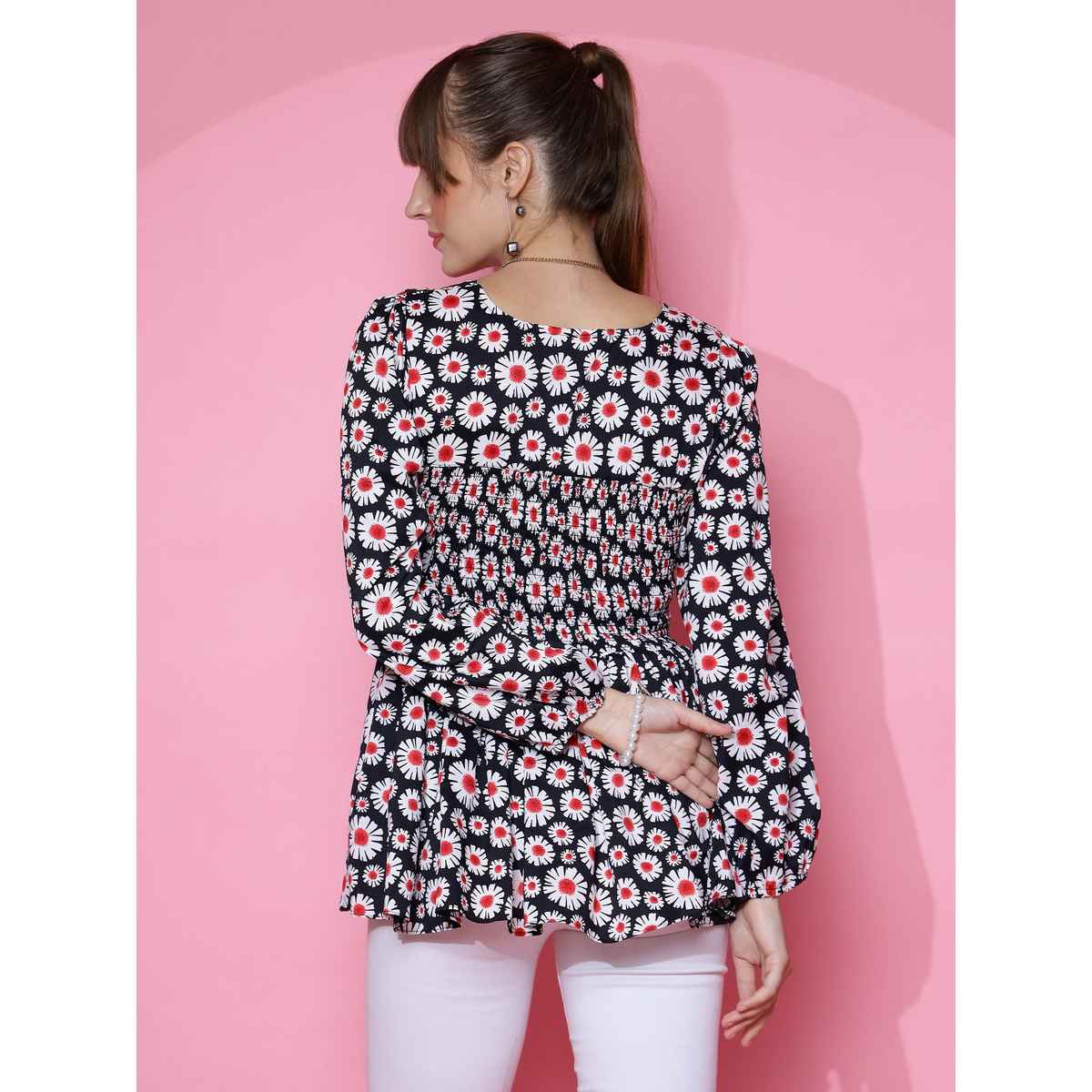 Sheetal Women's Floral Printed Top | 5110 | Black - L