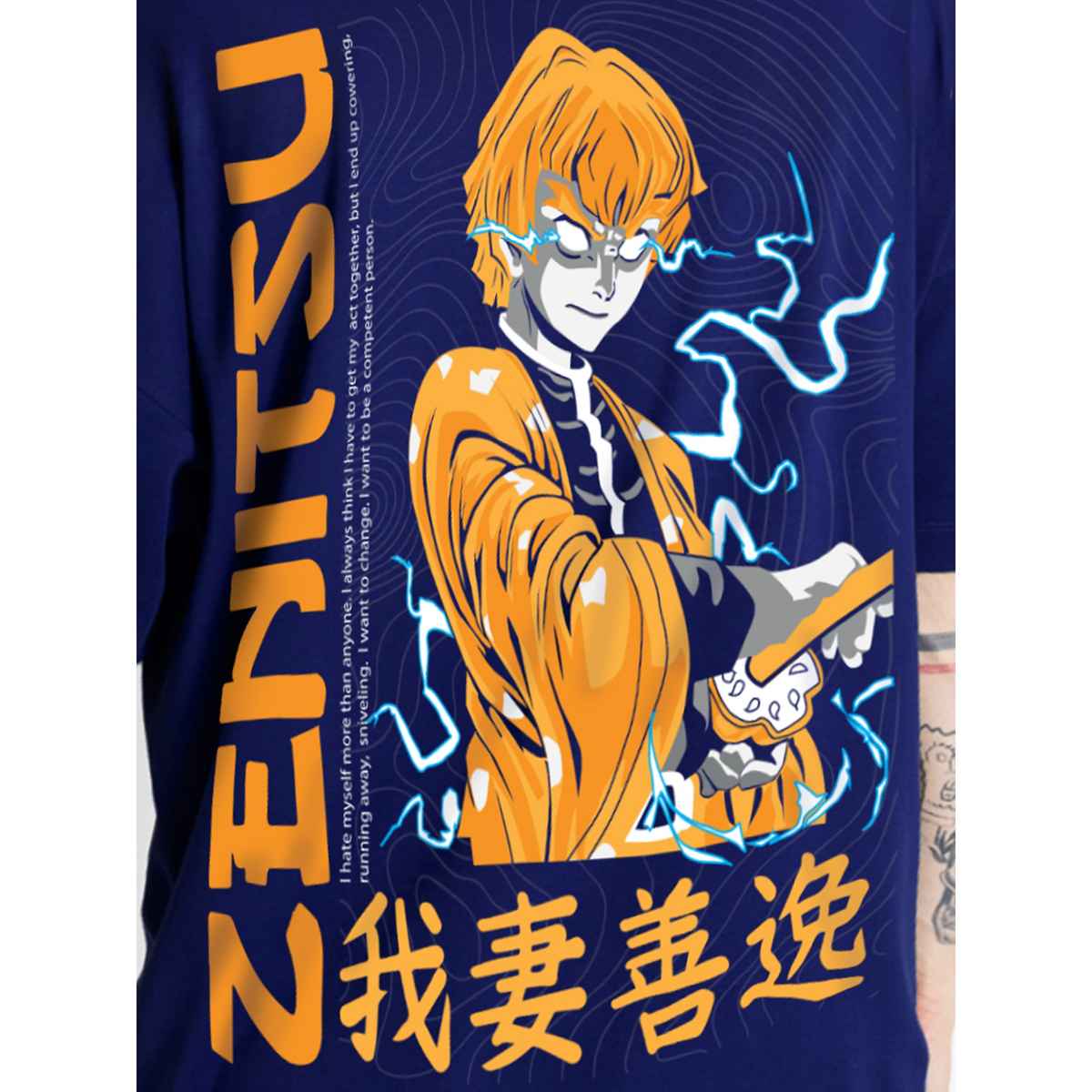 De Tees Men's Oversize T-shirt | M-OST-NAVY-ZENITSU | Navy - S