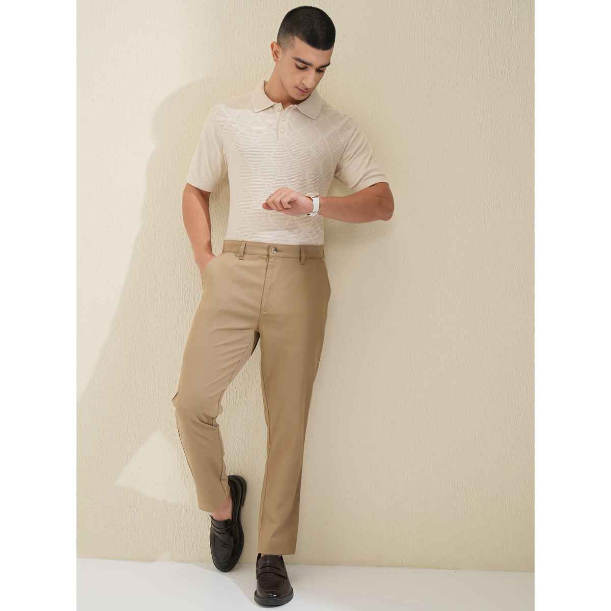 Highlander Men's Slim Tapered Chino Trouser | Khaki - 34