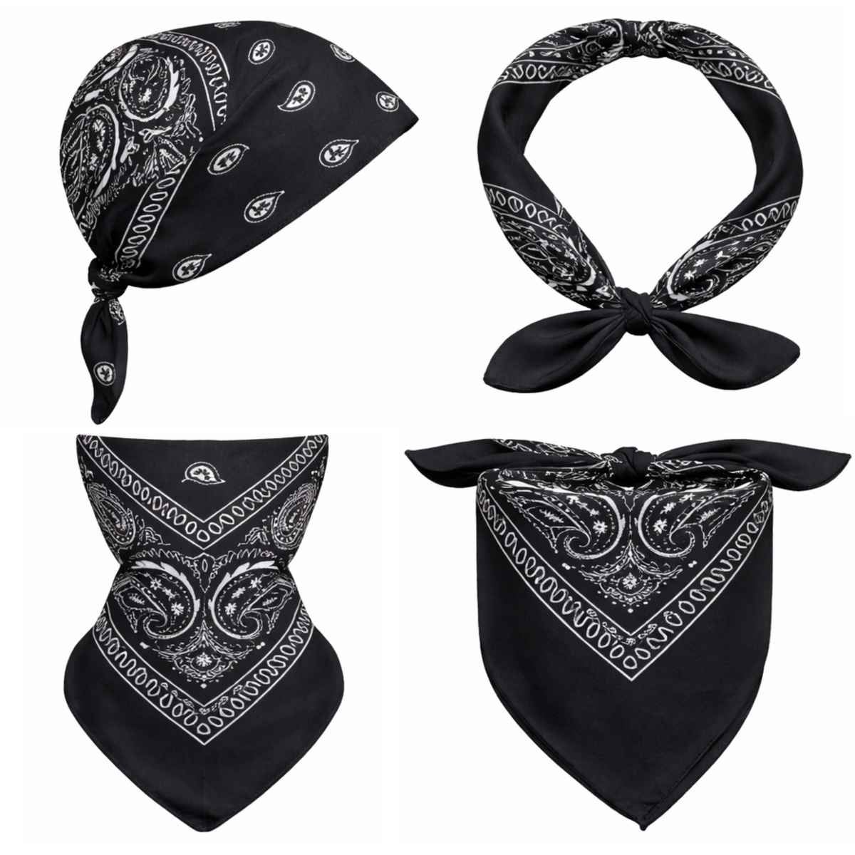 Royal Mart Unisex Cotton Blend Bandana | Black and Blue - One Size