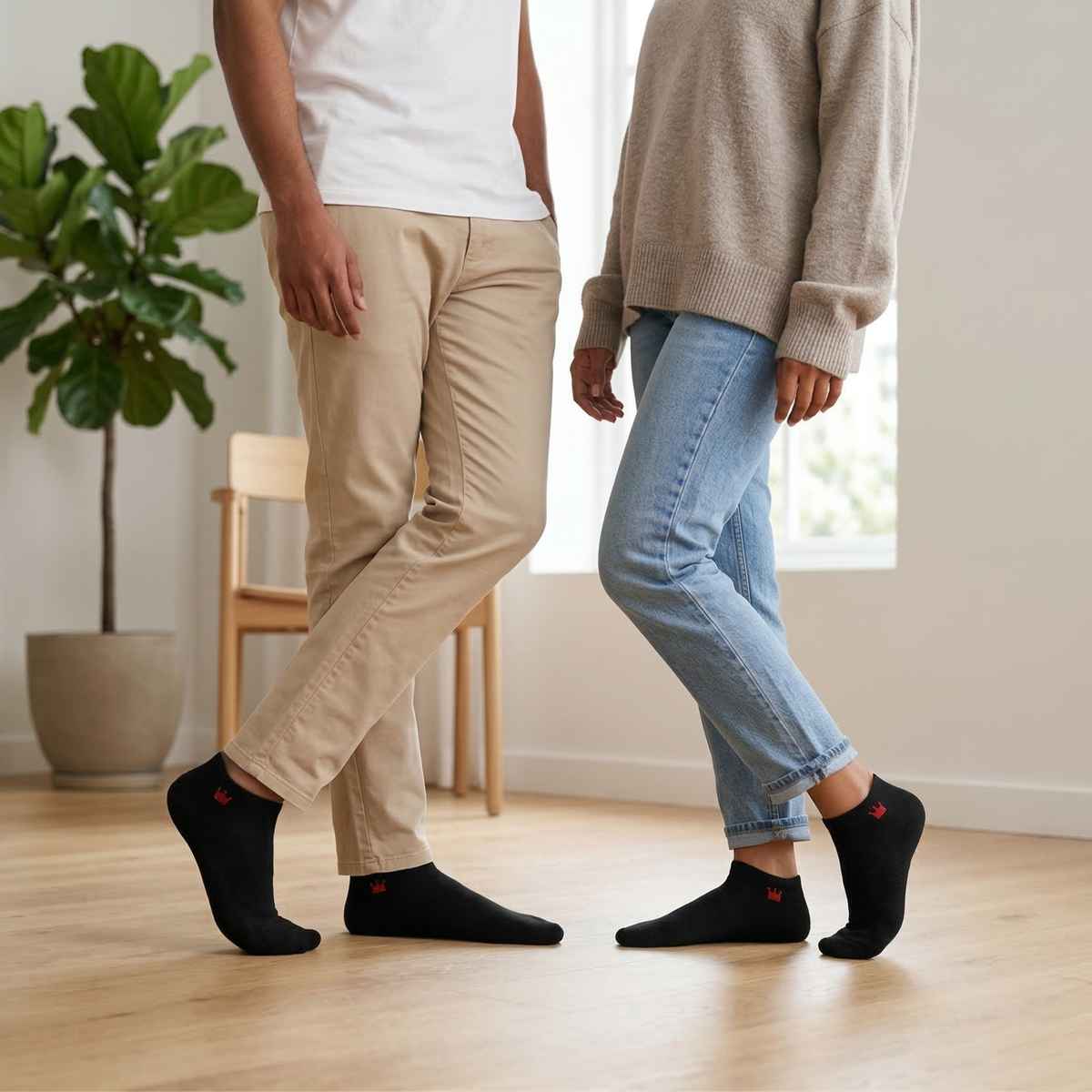Royal Mart Unisex Cotton Blend No-Show Ankle Socks | Black - Free Size