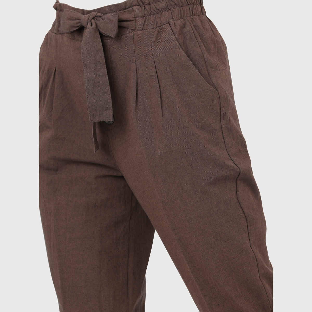 Tokyo Talkies Women's Tapered Fit High-Rise Pleated Peg Trouser | Multicolour - 32