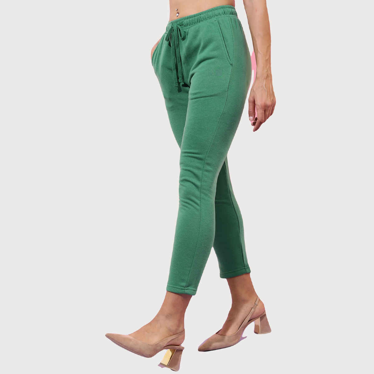 Tokyo Talkies Women's Solid Slim Fit Track Pants | Green - 30