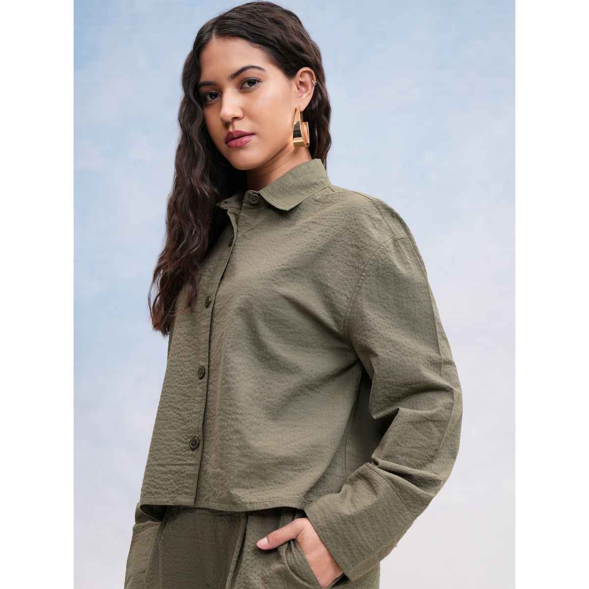 Tokyo Talkies Women's Yd Stripe Seersucker Shirt | Green - XL