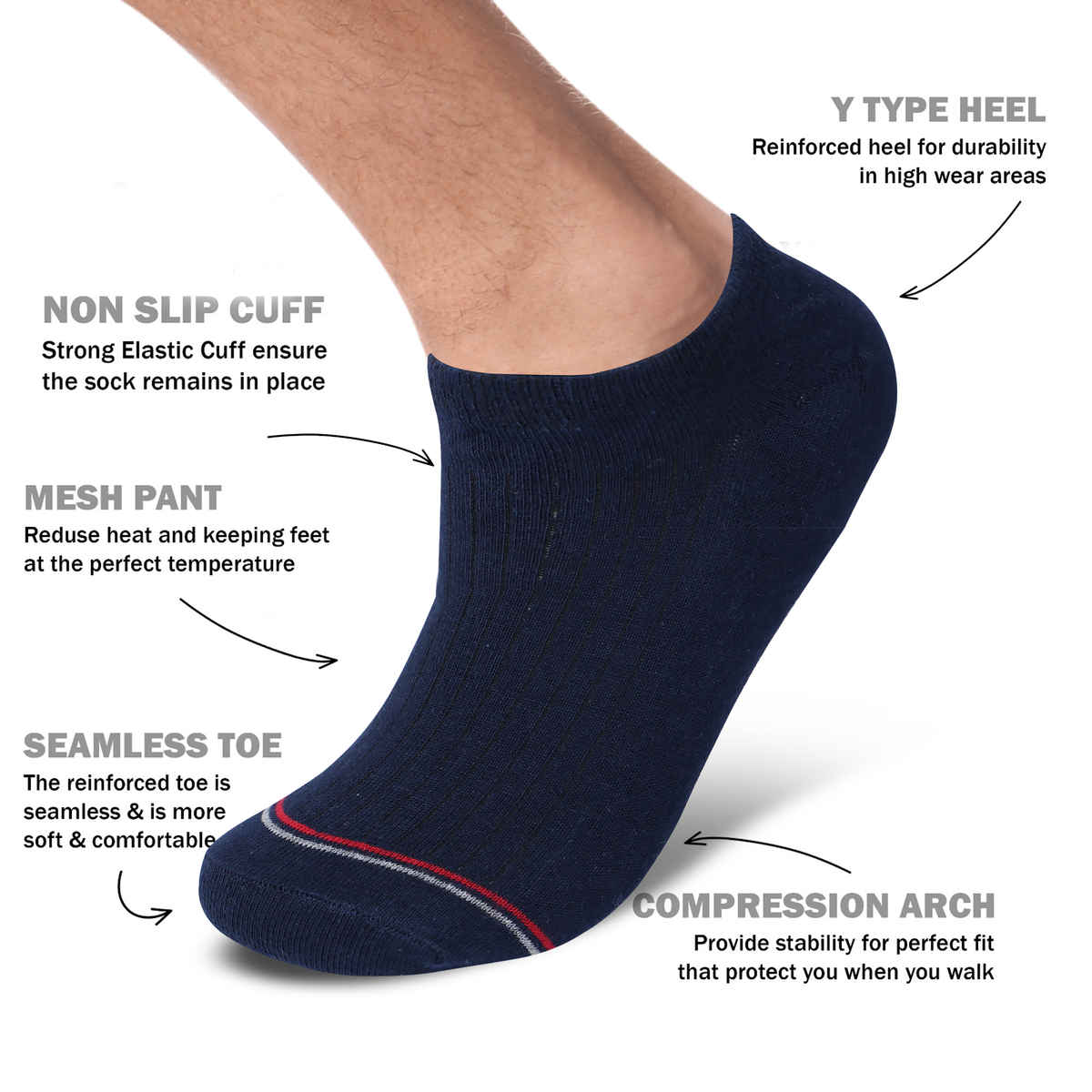 Englo Men's Solid 80% Cotton, 19% Polyester, and 1% Elastane Loafer Socks | Assorted - Free Size