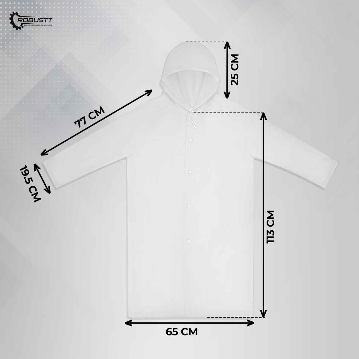 Robustt Unisex Raincoat With Hood | Waterproof | EVA Material | Universal Size - Transparent White