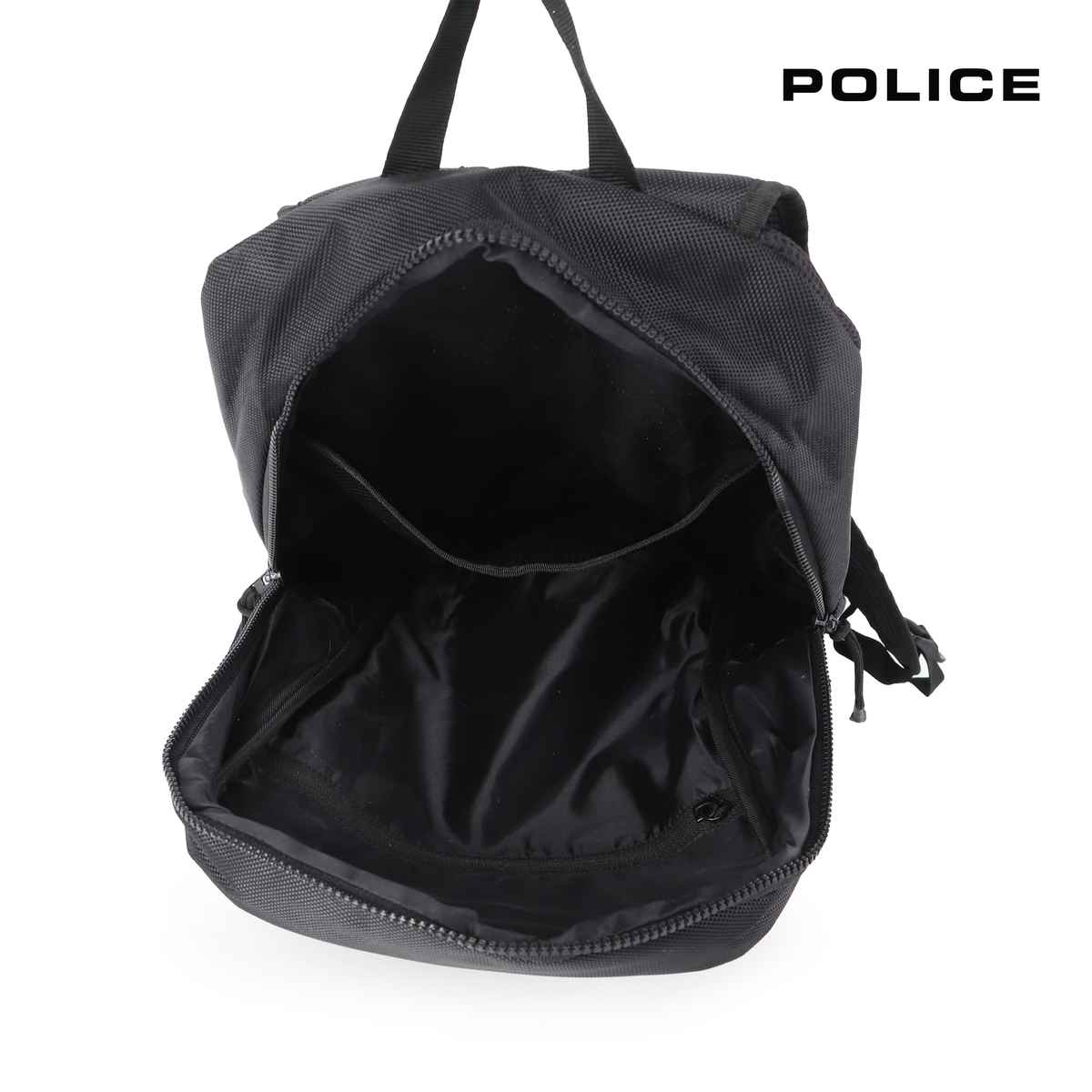 Police Unisex Brand Logo Nylon 20 L Top Handle Backpack | Black - 15 Inches