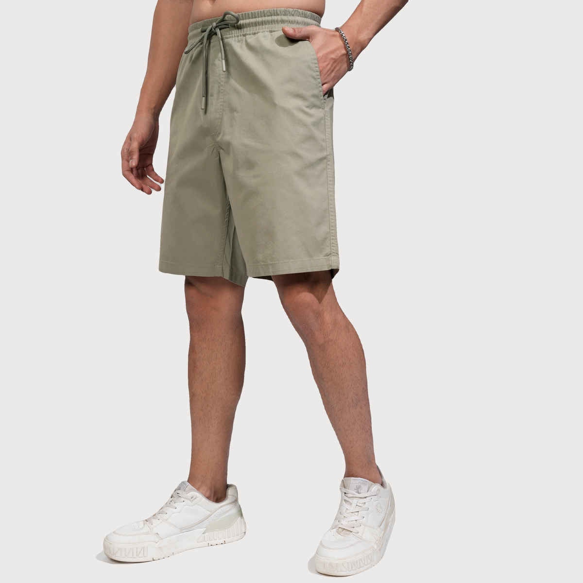 Highlander Men Knee Length Solid Regular Fit Shorts | Green - 30