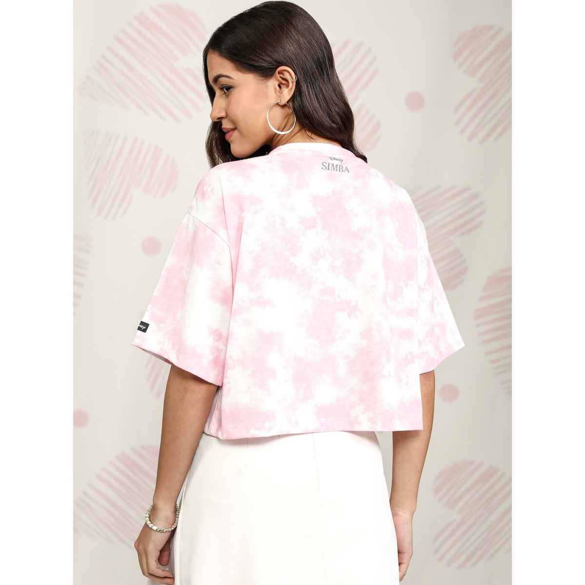 Tokyo Talkies Women's Disney The Lion King Tie-Dye Boxy Crop T-shirt | Pink - M