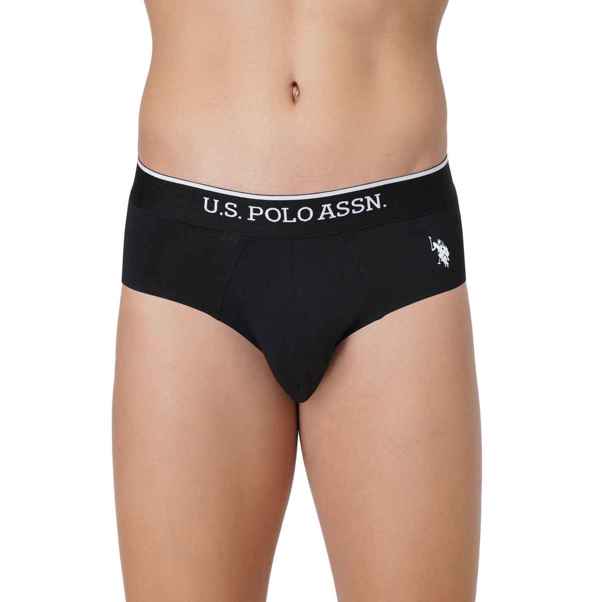 USPA Men Briefs - Pack of 2 Solid Cotton Briefs - Black & Blue -S