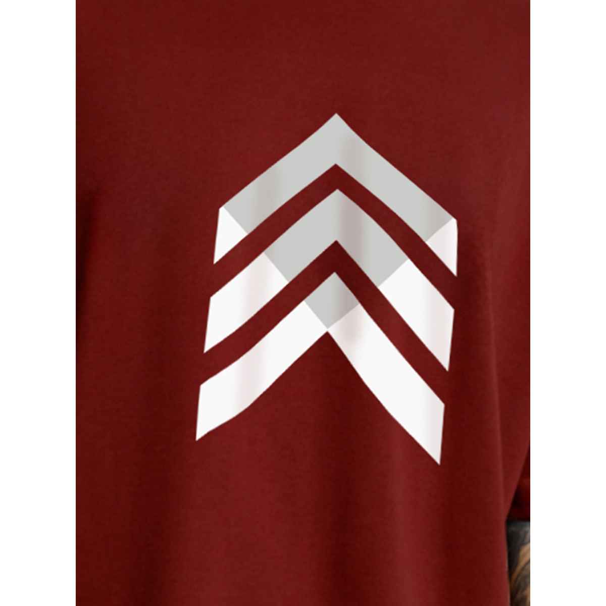 De Tees Men's Oversize T-shirt | M-OST-MAROON-ARROW | Maroon - L