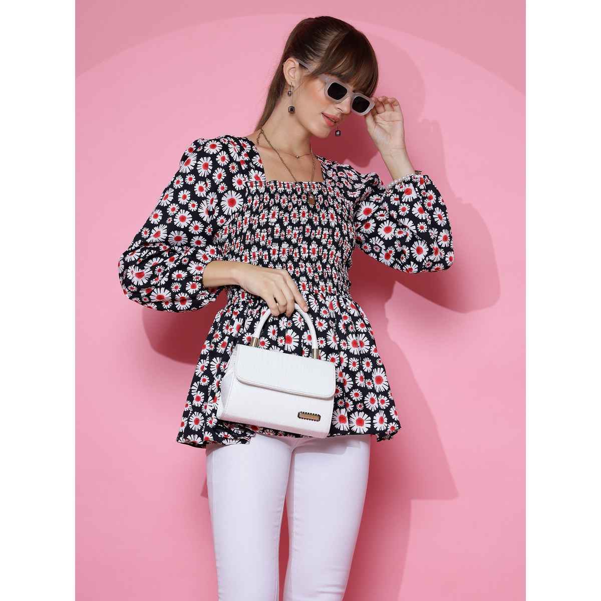 Sheetal Women's Floral Printed Top | 5110 | Black - L