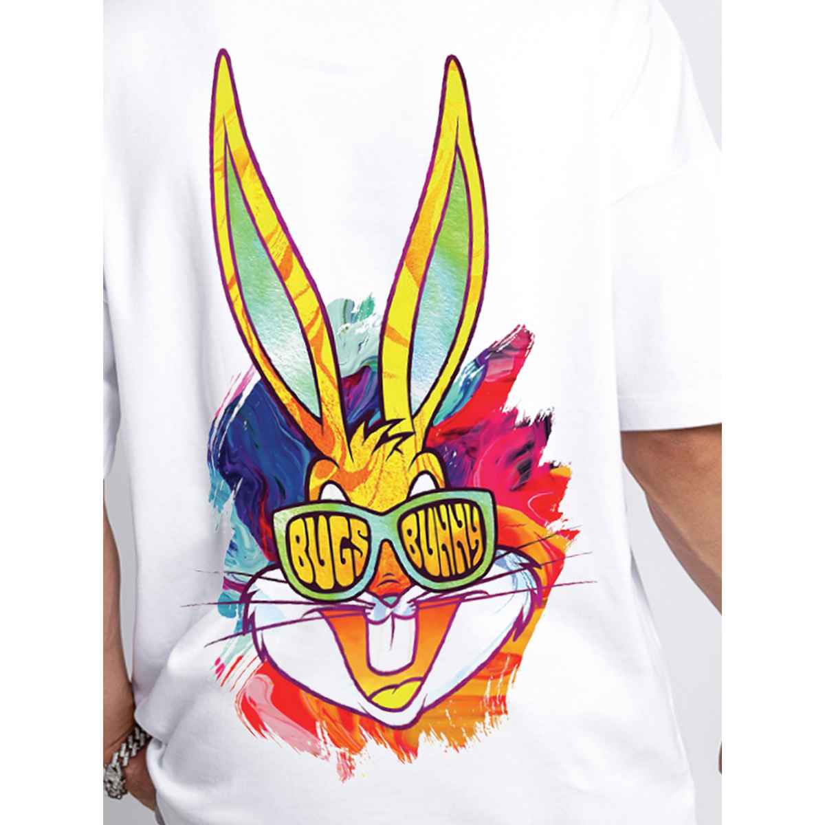 De Tees Men's Oversize T-shirt | M-OST-WHITE-BUNNY | White - M