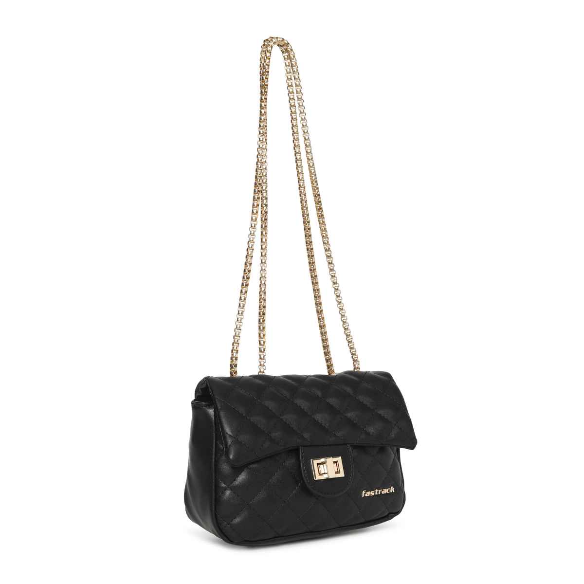 Fastrack Women's PU Structured Quilted Sling Bag | Black