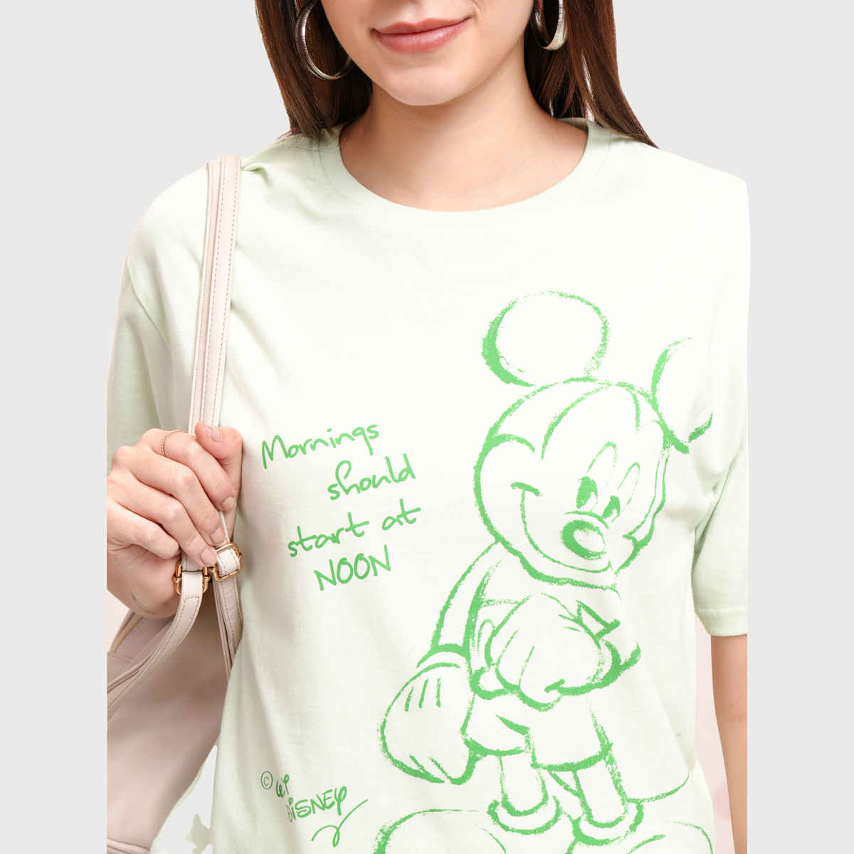 Tokyo Talkies Women's Disney Mickey Mouse Printed Sleepwear Coord Set | Green - M