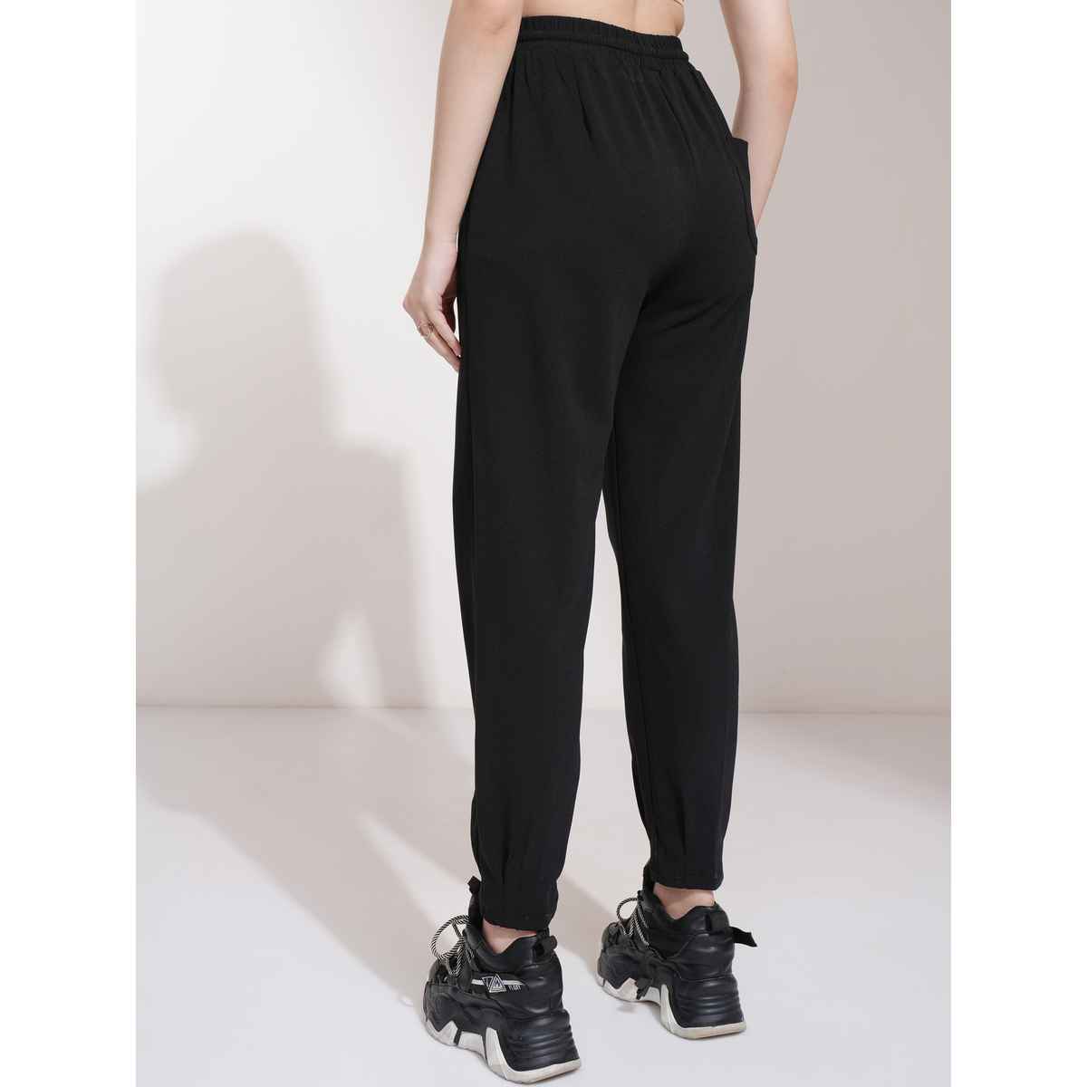 Tokyo Talkies Women's Solid Straight Fit Jogger Pants | Black - 30