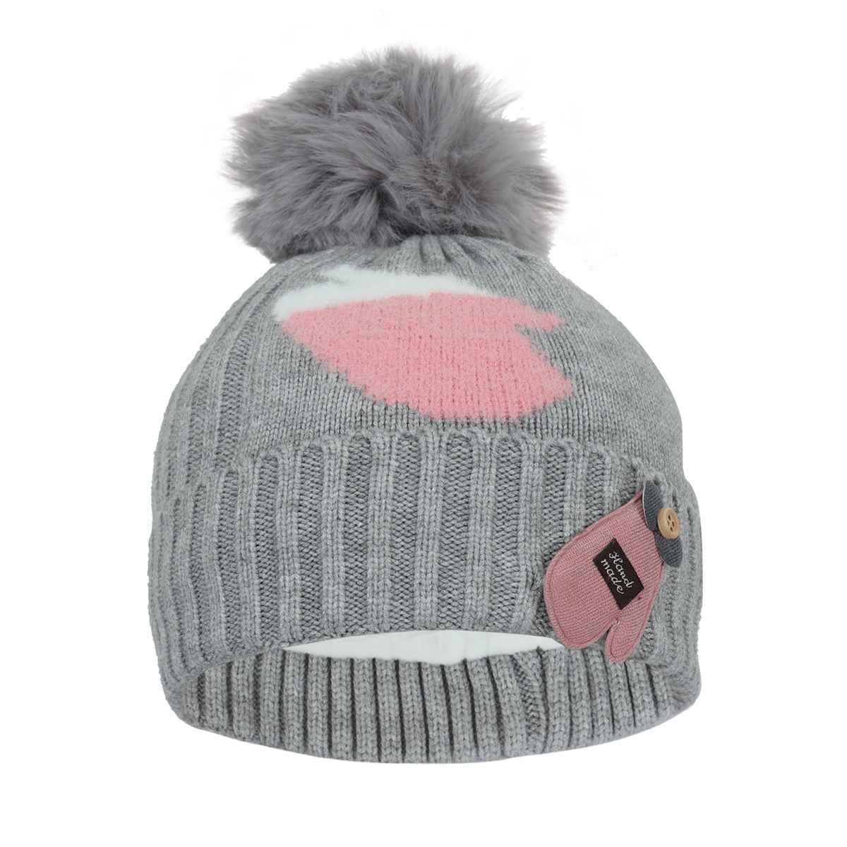 Fabseasons Unisex Solid Acrylic Wool Skull Cap | Grey | 6 months - 3 years