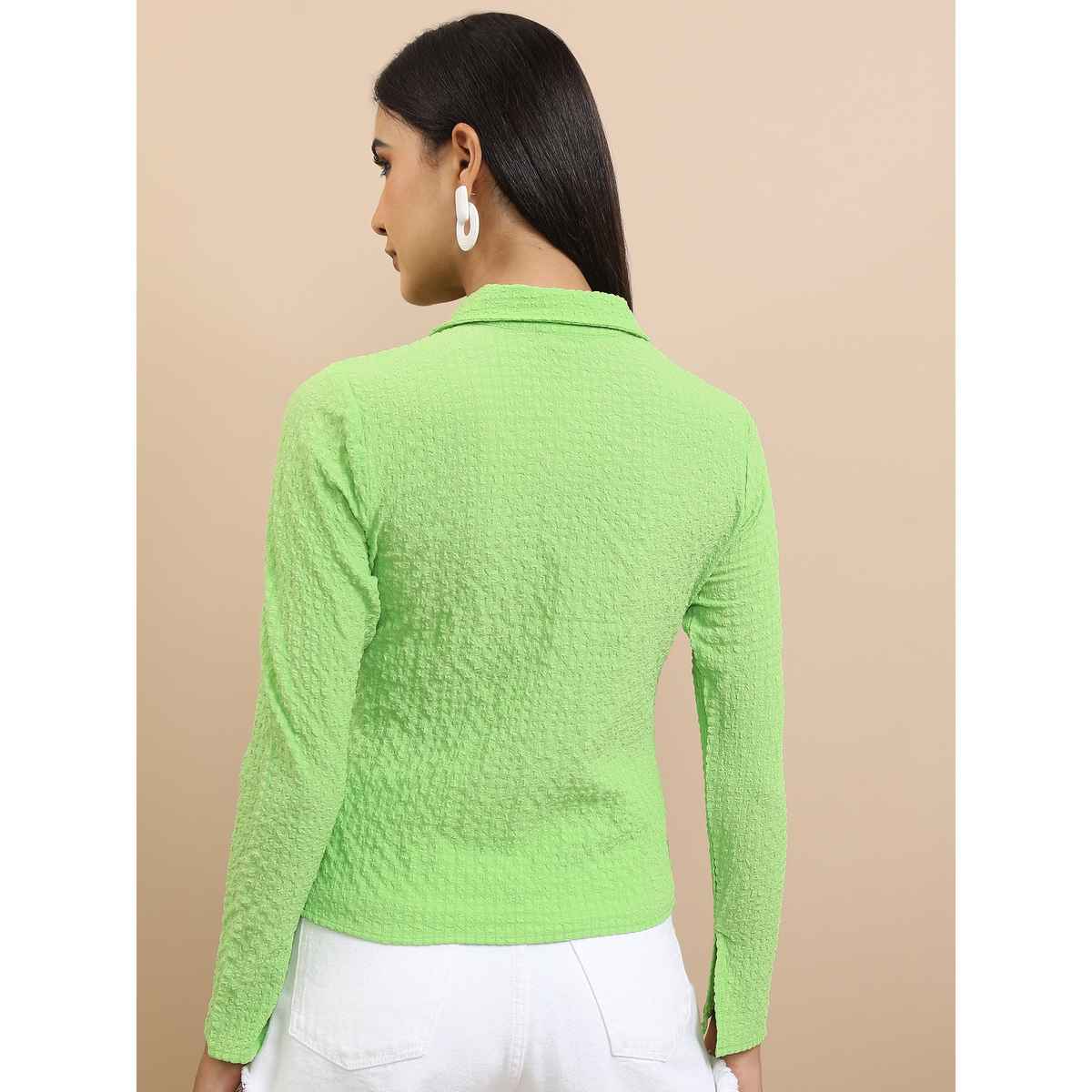 Tokyo Talkies Women's Self Designed Casual Shirt | Green - S