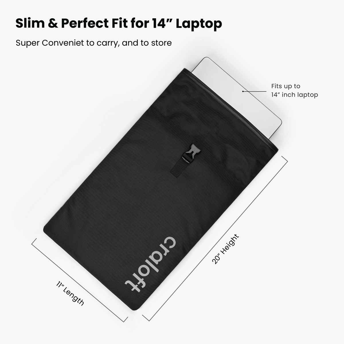 Craloft Waterproof 14 Inch Laptop Sleeve Cover, Slim Rain Protective Bag with 8mm Padding