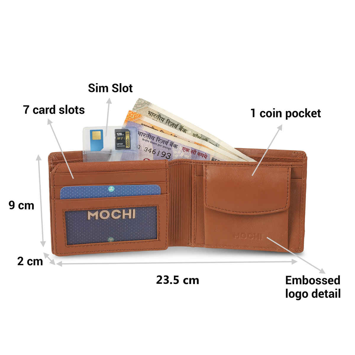Mochi Men's Genuine Leather Wallet | 21-66-23 | Tan
