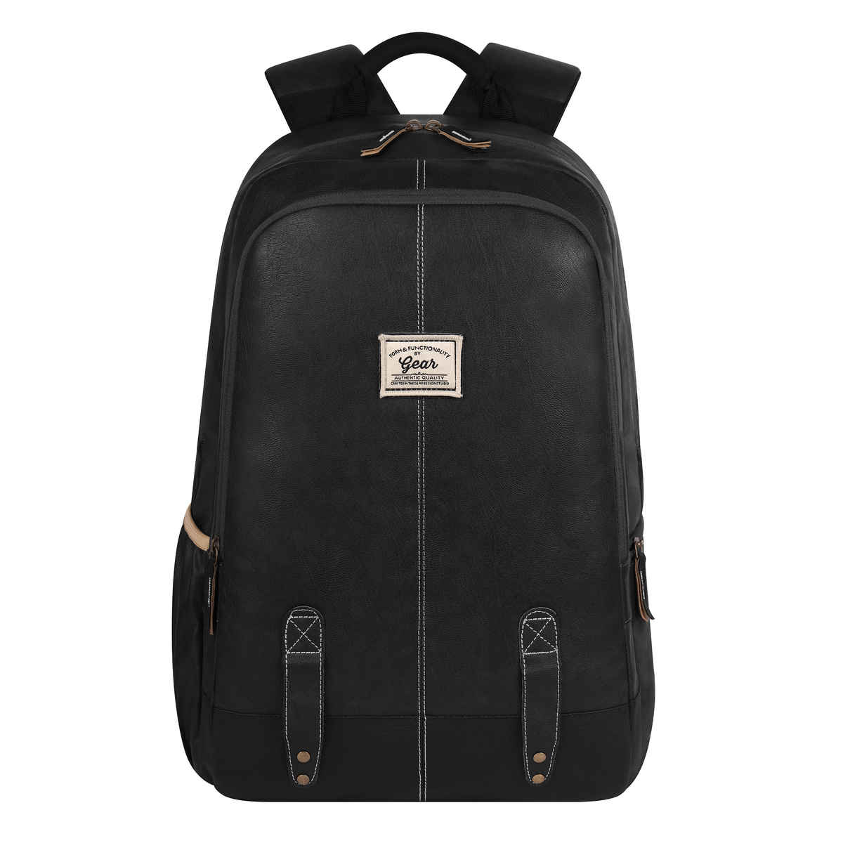 Gear Unisex Solid Faux Leather 20 L Laptop Backpack | Black