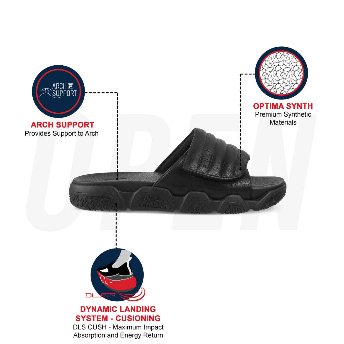 Fila Forida Sliders For Men And Women | Black | (Size- 8)