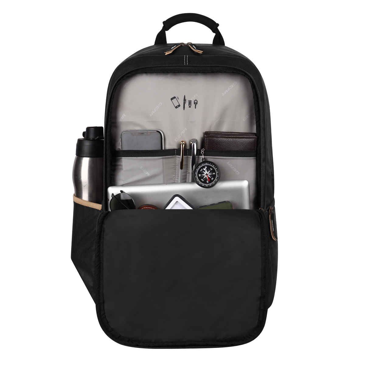 Gear Unisex Solid Faux Leather 20 L Laptop Backpack | Black