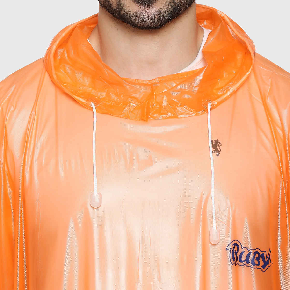 Fendo Ruby Poncho Unisex Waterproof Pvc Unisex Transparent Overcoat | Freesize Raincoat | Orange