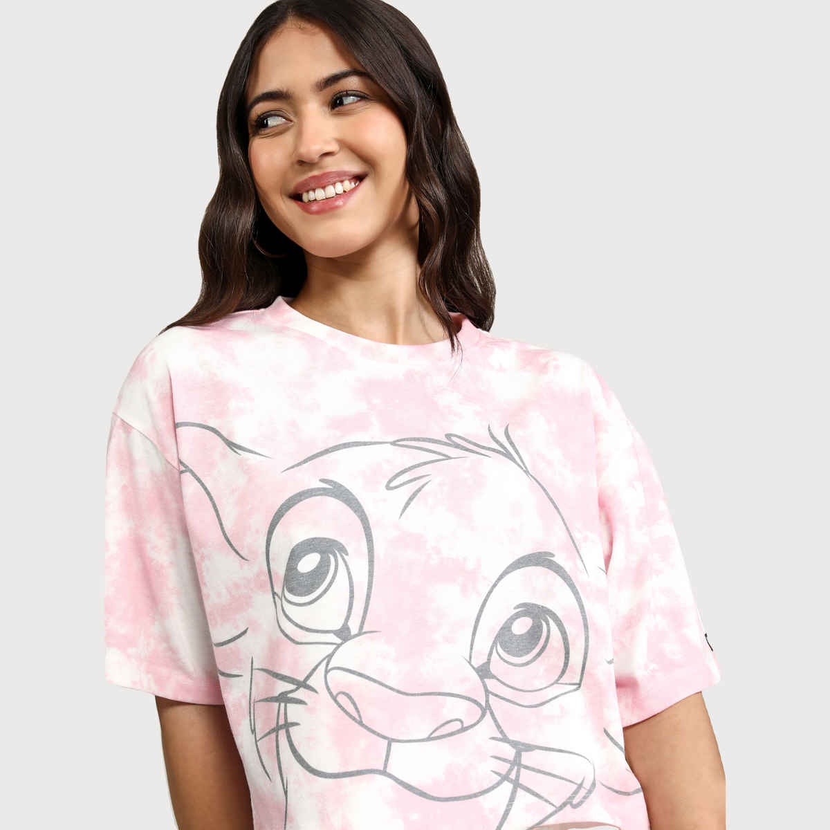 Tokyo Talkies Women's Disney The Lion King Tie-Dye Boxy Crop T-shirt | Pink - M