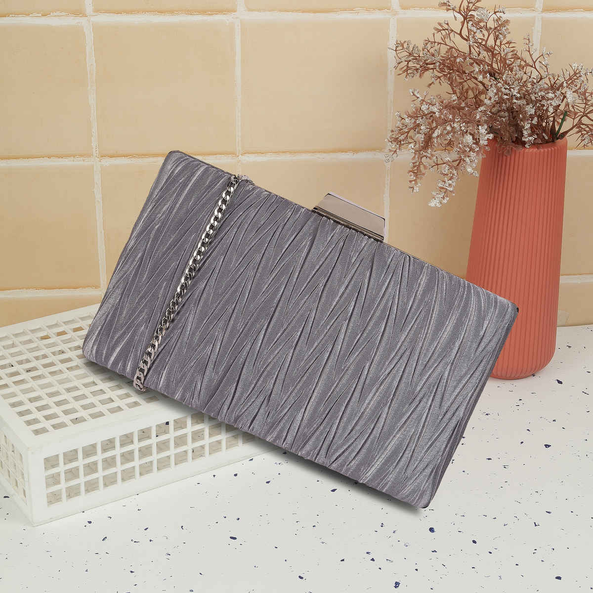 Mochi Women's Party Clutch | 38-128-14 | Grey