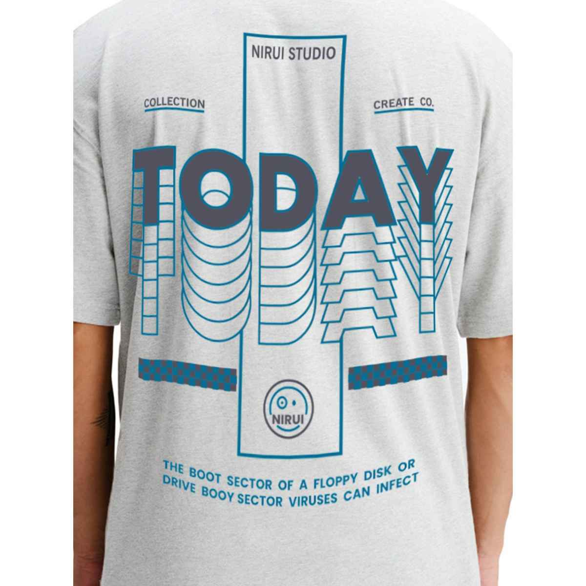 De Tees Men's Oversize T-shirt | M-OST-WHITE-MELANGE-TODAY | Grey Melange - M