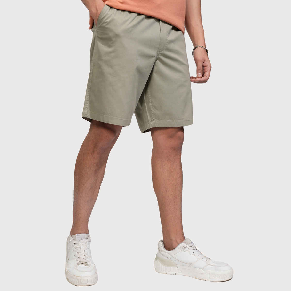 Highlander Men Knee Length Solid Regular Fit Shorts | Green - 30