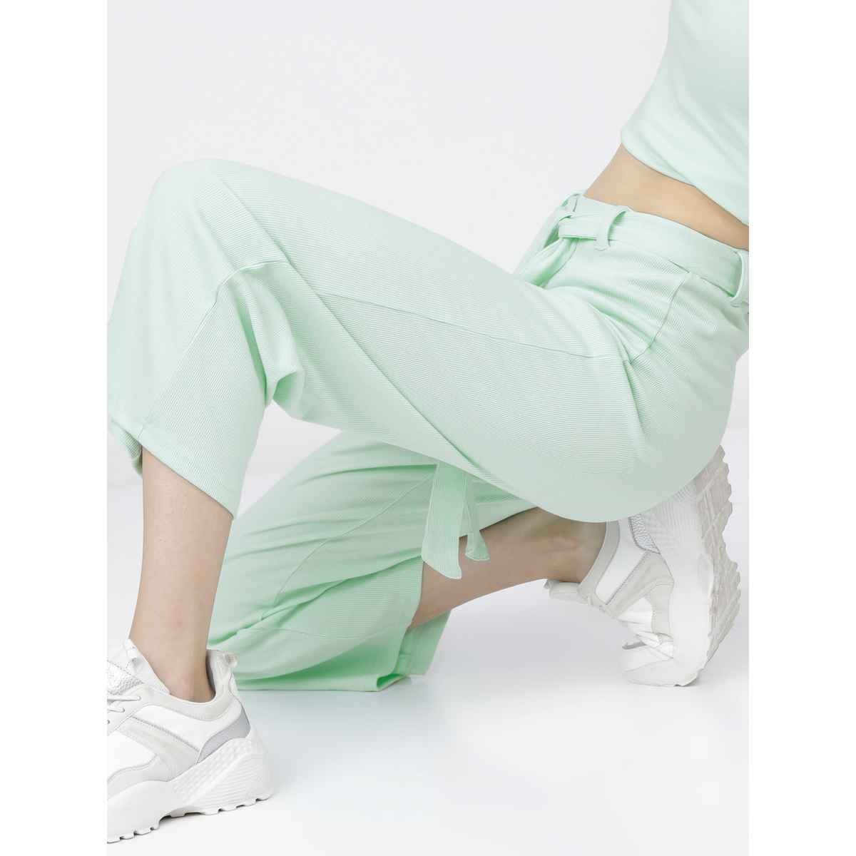Tokyo Talkies Women's Regular Fit Cotton Blend Trouser | Green - 32