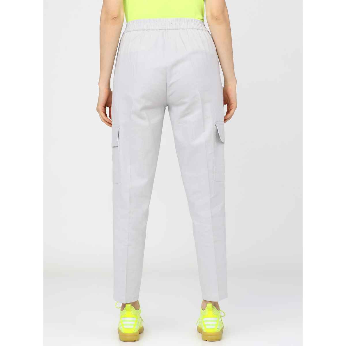 Tokyo Talkies Women's Straight Fit Cargos Trouser | White - 34