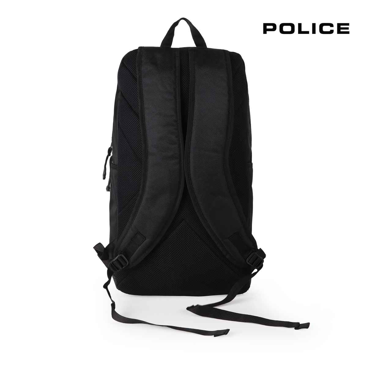 Police Unisex Brand Logo Nylon 20 L Top Handle Backpack | Black - 15 Inches