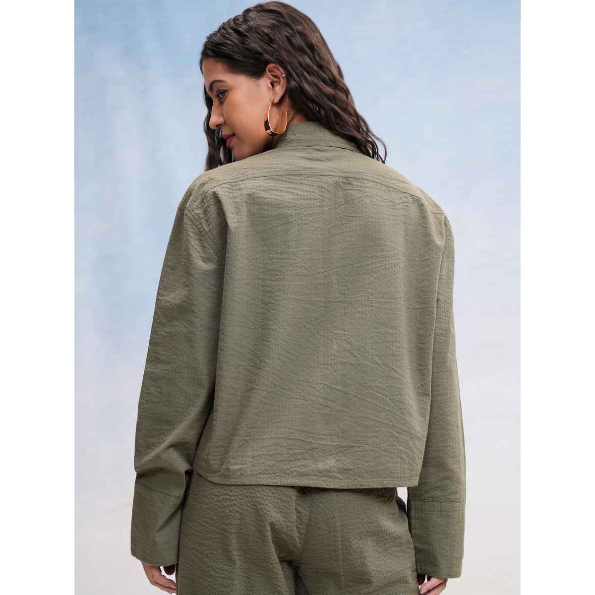 Tokyo Talkies Women's Yd Stripe Seersucker Shirt | Green - XL