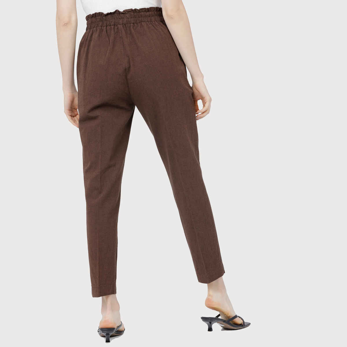 Tokyo Talkies Women's Tapered Fit High-Rise Pleated Peg Trouser | Multicolour - 32