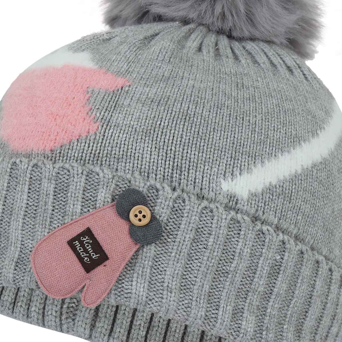 Fabseasons Unisex Solid Acrylic Wool Skull Cap | Grey | 6 months - 3 years